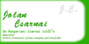 jolan csarnai business card